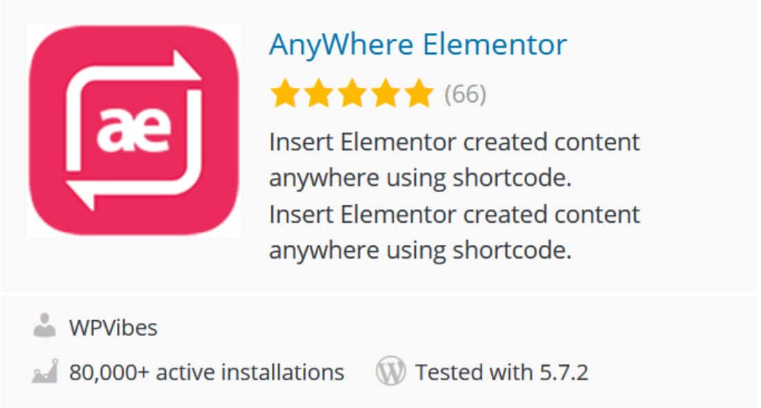 Anywhere addon pour Elementor