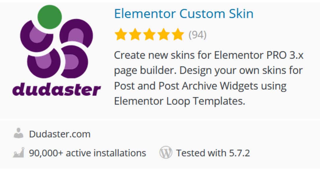 Addon Elementor custom skin 