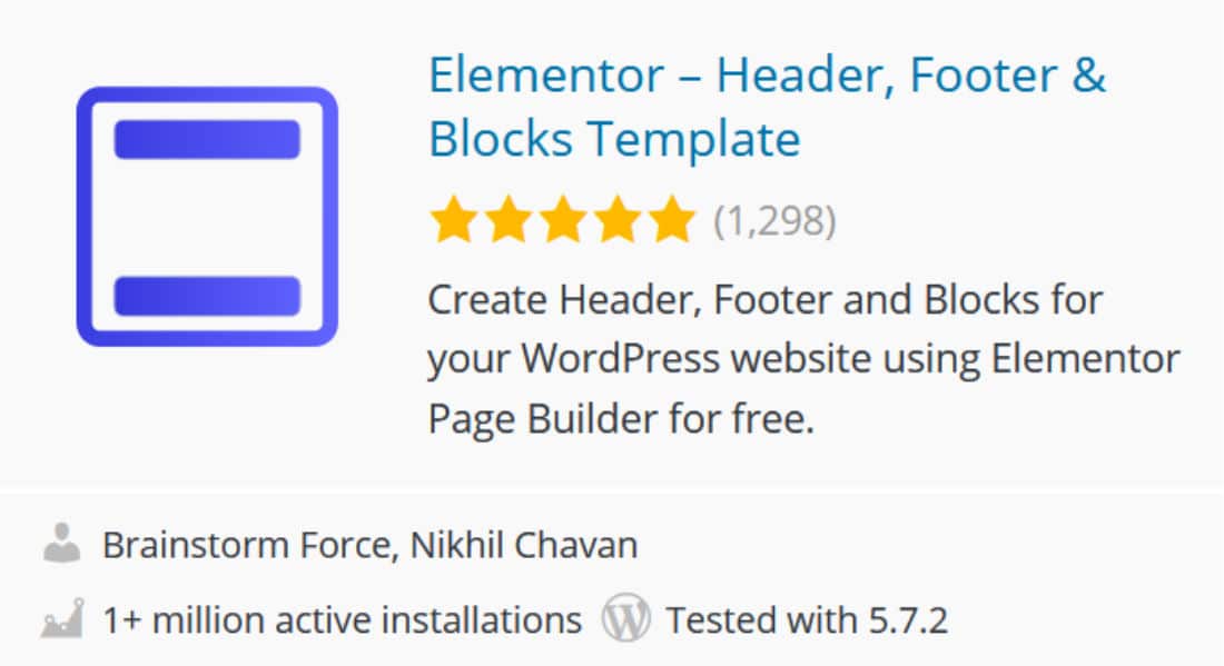 elementor header footer block template